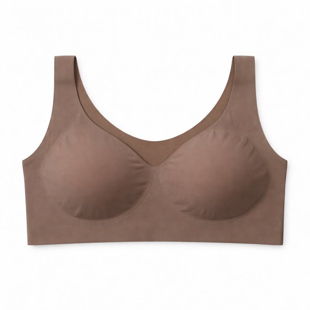 New L True & Co Wireless Comfort Bra Smooth Stretch Taupe